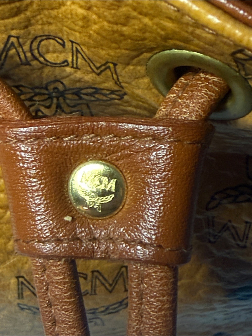 MCM Cognac Visetos Mini Monogram Bucket Crossbody - Picture 8 of 12